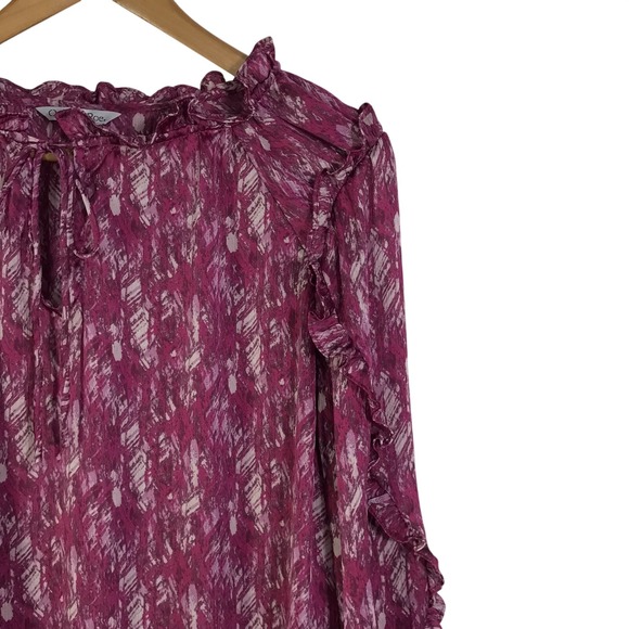 Ophelia Roe Blouse Women's XL Long Sleeve Pink Ruffle Sheer Business Casual Work - Picture 6 of 15